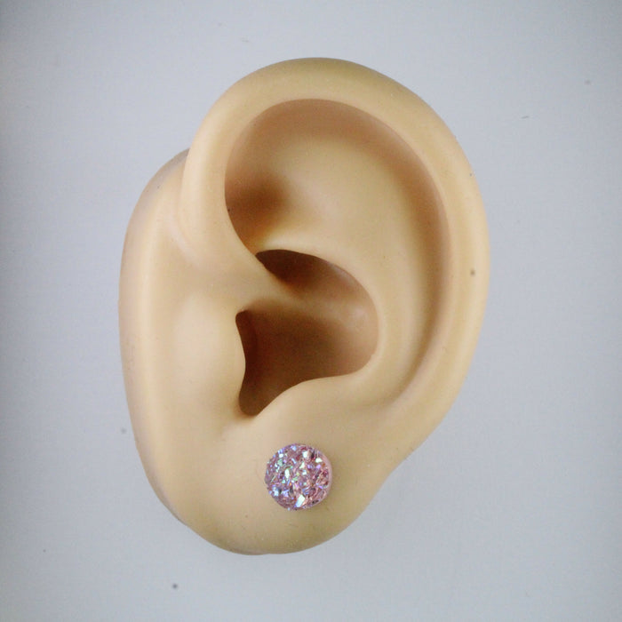 10mm Drusy Resin Earrings 12 colors, Magnetic, Clip-on or Hypoallergenic Stud