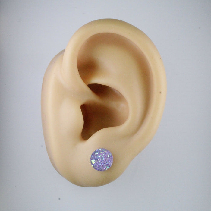 Magnetic_Clip_On_Invisible_Clipon_Stud_Pierced_Nonpierced_Earring_Earrings_Ear_FlatBack_Flat_Back_Purple_Irridescent_Druzy_Resin_8mm