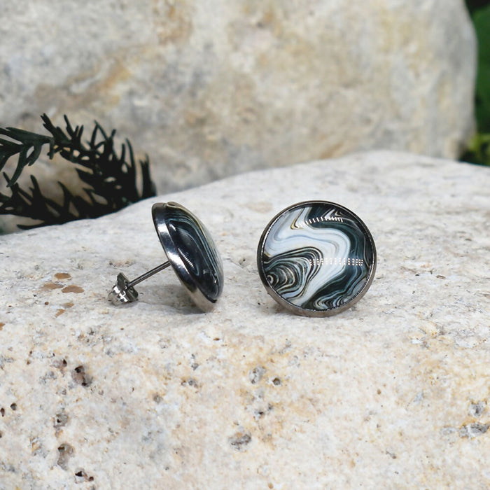 Stud Earrings With Resin Cabochon #387