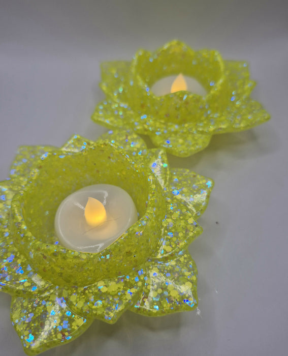 Yellow Lotus Tealight Candle Holder