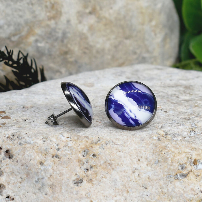 Stud Earrings With Resin Cabochon #407