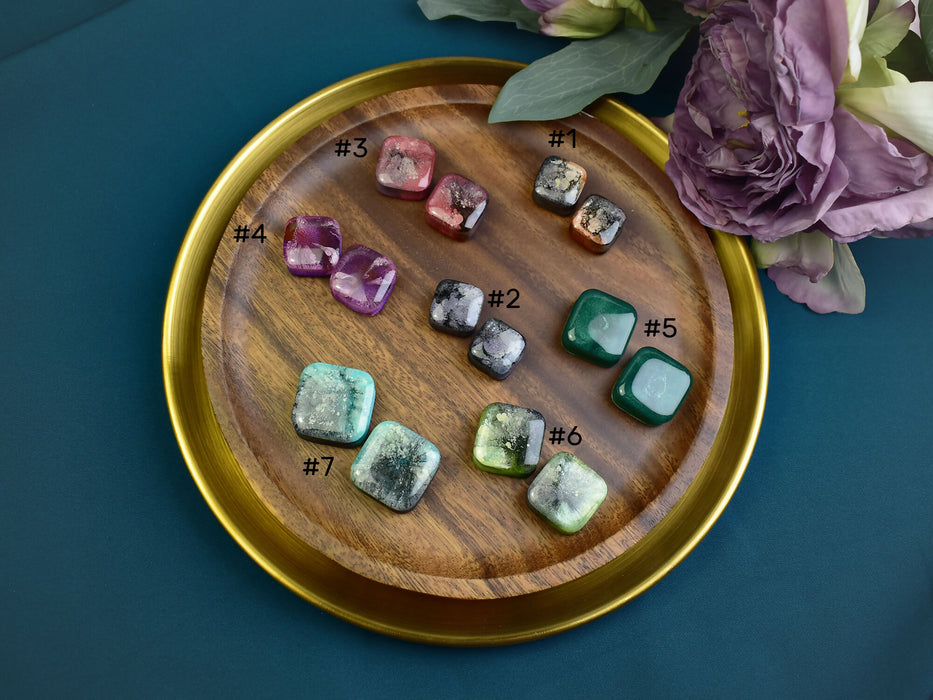 Square Shaped Ear Tunnels 20-28mm | Pair | Ear Plugs | Gauge Earrings | Gauged Plugs | Resin #386