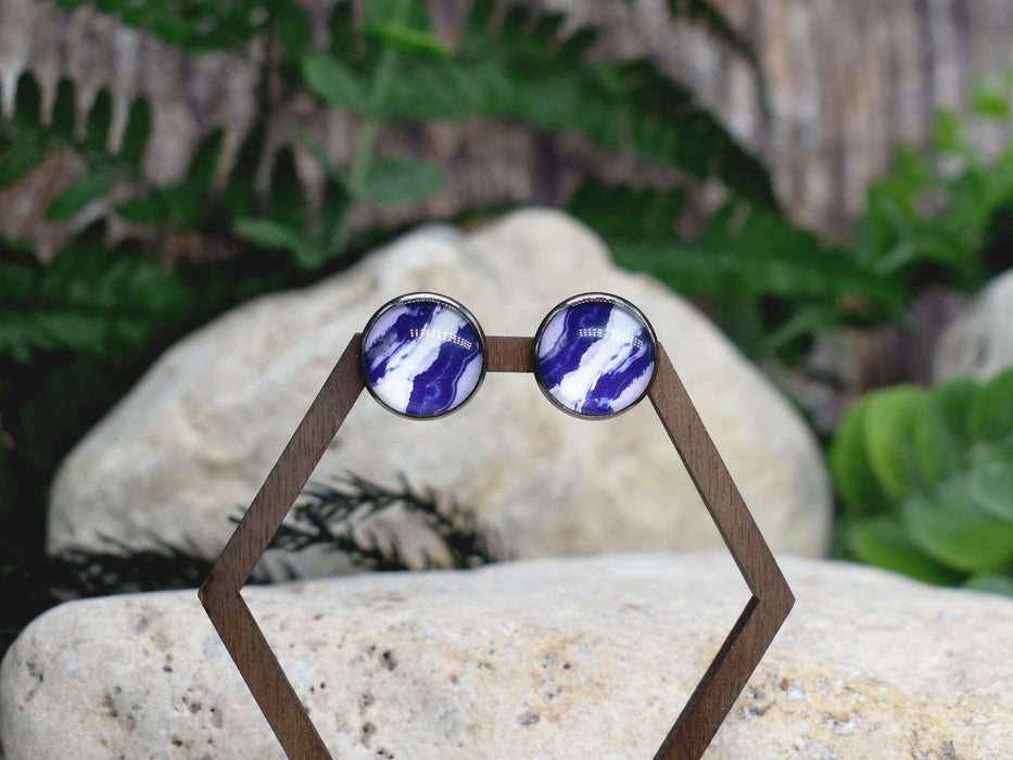 Stud Earrings With Resin Cabochon #407