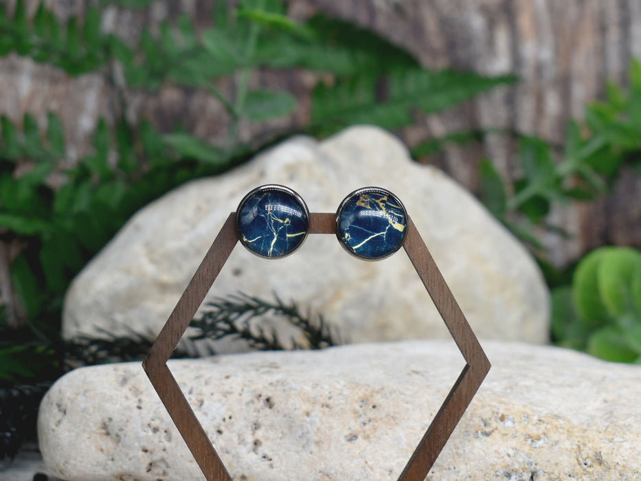 Stud Earrings With Resin Cabochon #384