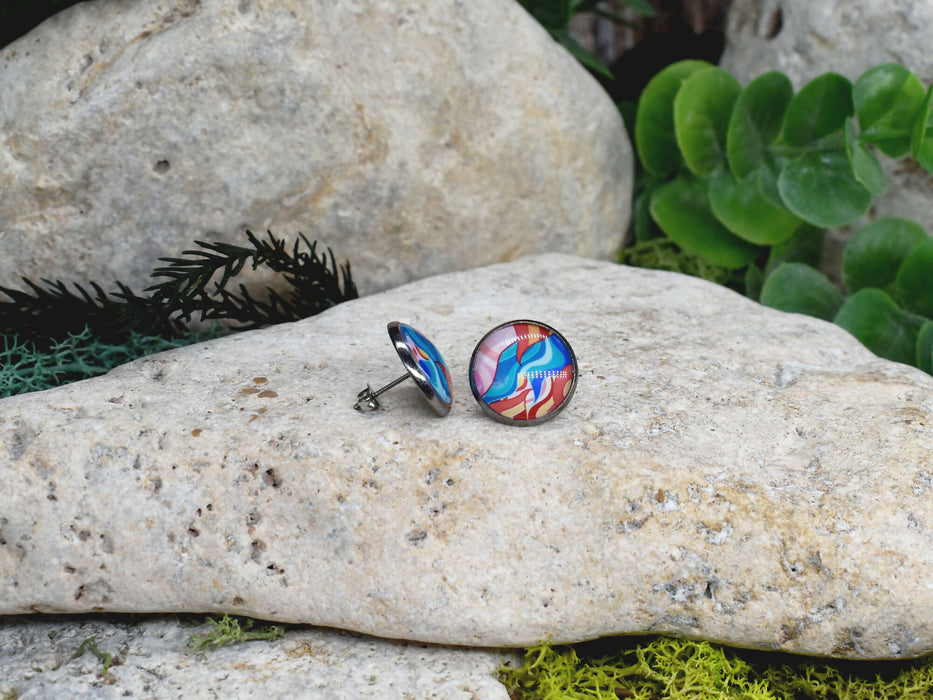 Stud Earrings With Resin Cabochon #450