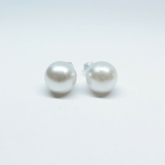 Pearl Earrings White Fresh Water Pearl Earrings Hypoallergenic Stud, Clip-on or Magnetic
