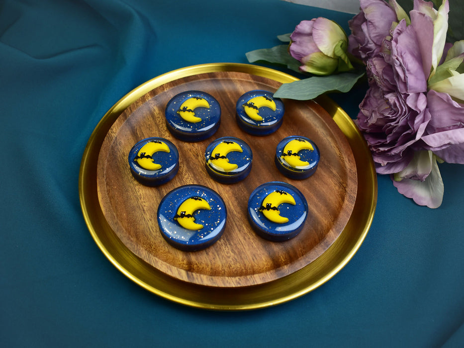 Ear Tunnels 32-50mm Halloween Moon | Pair | Ear Plugs | Gauge Earrings | Gauged Plugs | Resin #269