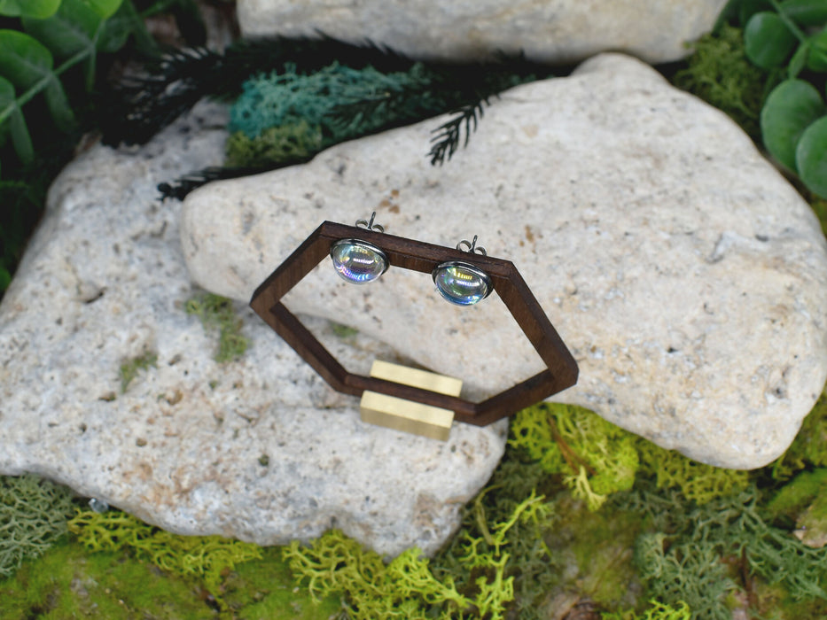 Elegant Stud Earrings With Resin Cabochon #159