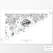 Map wall decor of Acadia National Park with modern map art in black and white.