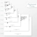 Available sizes for Acadia National Park topographic maps. 5x7, 8x10, 11x14, 16x20, 18x24, 24x36, and 27x40 posters shown. as black and white prints on a gray background.