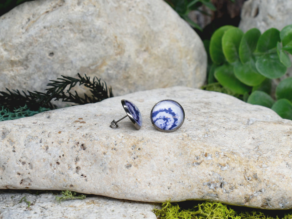 Stud Earrings With Resin Cabochon #400