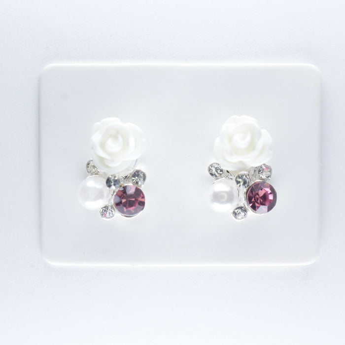 Magnetic_Clip_On_Invisible_Clipon_Stud_Pierced_Nonpierced_Earring_Earrings_Ear_FlatBack_Flower_rose_Rhinestone_Pink_White_pearl_10mm_card