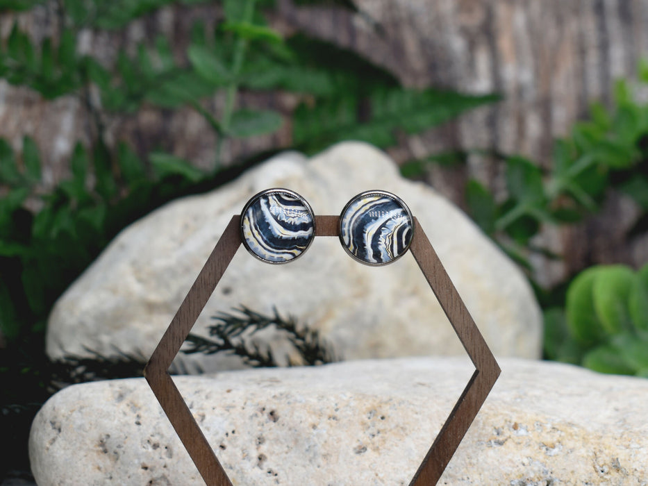 Stud Earrings With Resin Cabochon #389