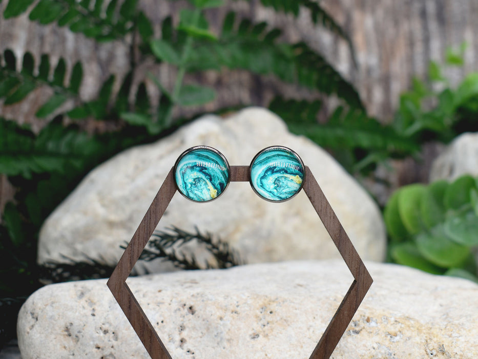Stud Earrings With Resin Cabochon #448