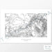 Vertical orientation Blue Mountains poster with topographic map design.