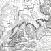 Close-up of black labels and contour lines for Bryce Canyon National Park poster with map art.