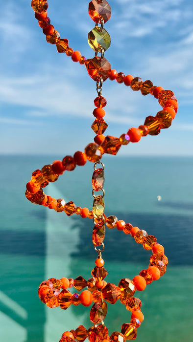 Solar Flare – Orange Spiral Crystal Suncatcher