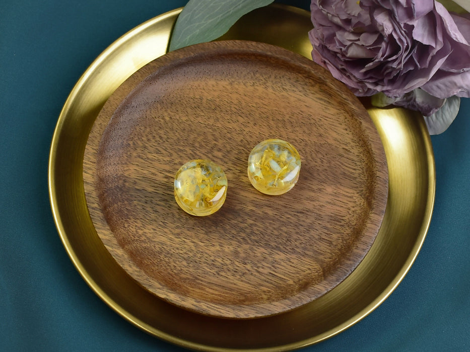 Ear Plugs 24mm Stone, Flowers | Pair | Ear Plugs | Gauge Earrings | Gauged Plugs | Resin #517