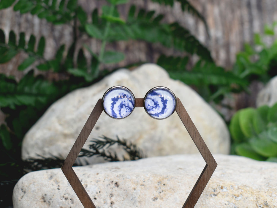 Stud Earrings With Resin Cabochon #400