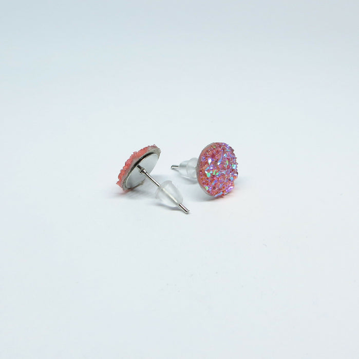 Magnetic_Clip_On_Invisible_Clipon_Stud_Pierced_Nonpierced_Earring_Earrings_Ear_FlatBack_Flat_Back_Irridescent_Druzy_Resin_Pink_10mm_back