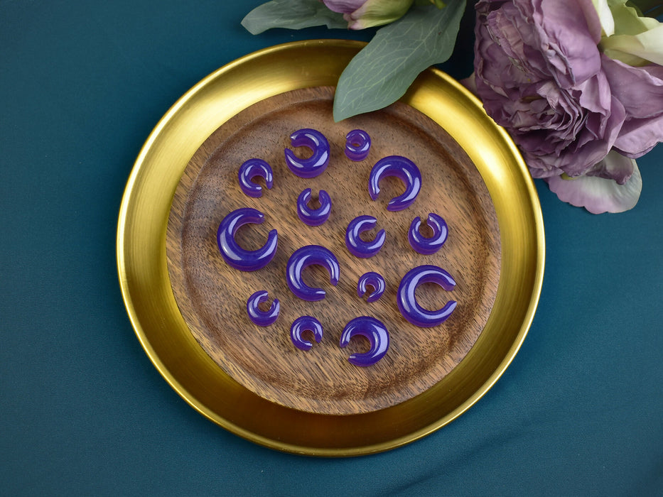 Moon Shaped Ear Tunnels 10-25mm | Pair | Ear Plugs | Gauge Earrings | Gauged Plugs | Resin #340
