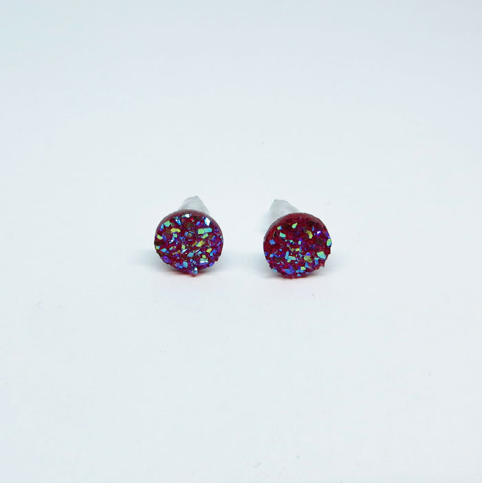 10mm Drusy Resin Earrings 12 colors, Magnetic, Clip-on or Hypoallergenic Stud