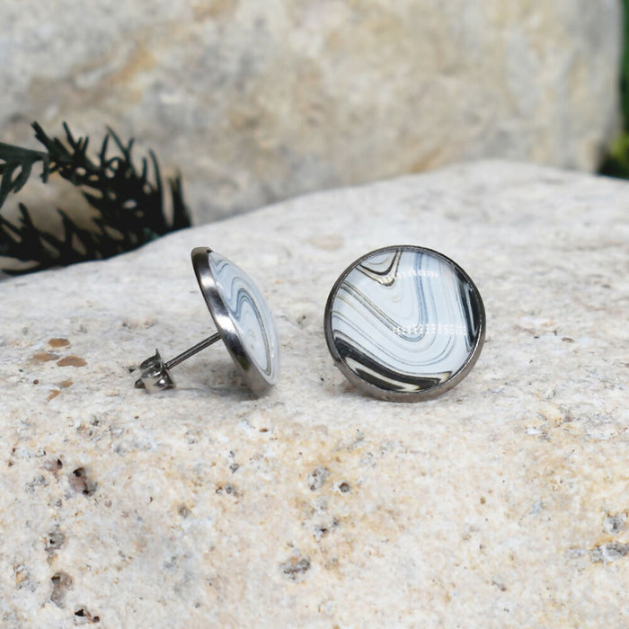 Stud Earrings With Resin Cabochon #385