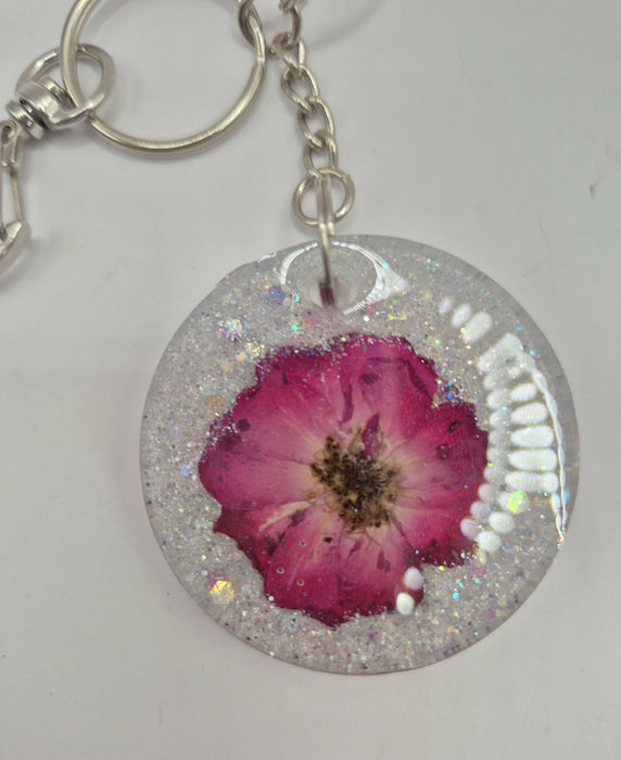 Pink Flower Keychain