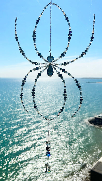 Moonlit Tides Web – Beaded Spider Suncatcher