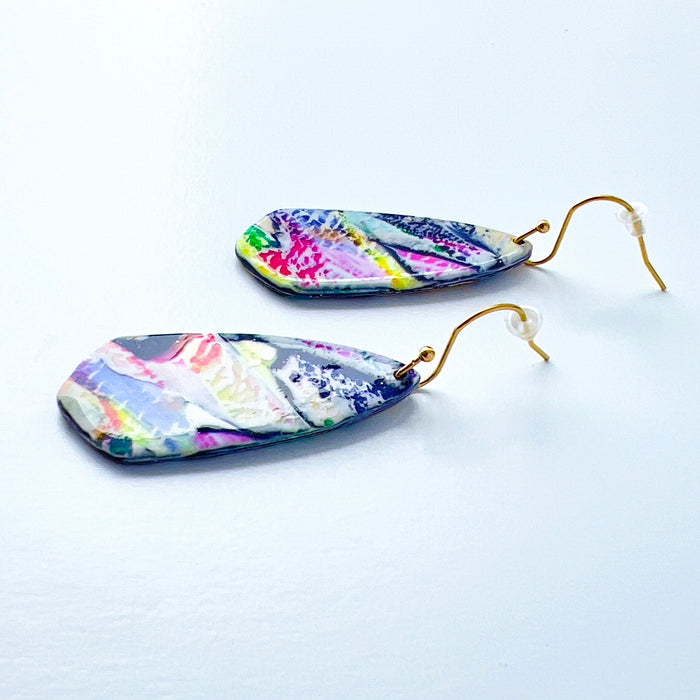Brushstroke Blades – Colorful Clay Earrings