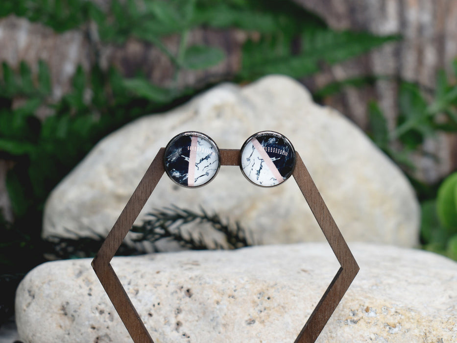 Stud Earrings With Resin Cabochon #358