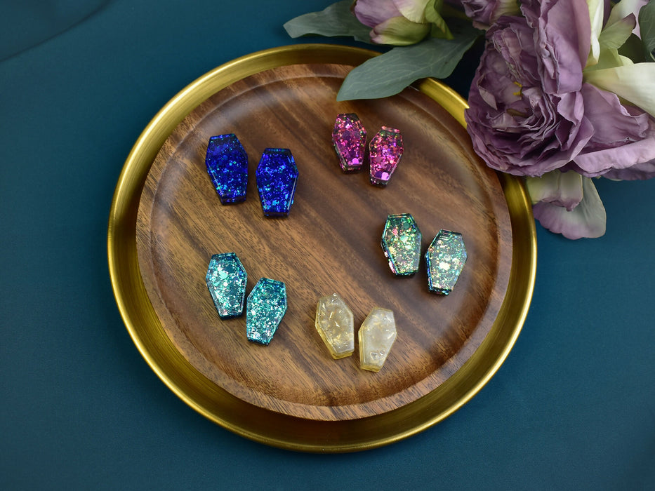 Coffin Shaped Ear Tunnels 24-30mm | Pair | Ear Plugs | Gauge Earrings | Gauged Plugs | Resin #419
