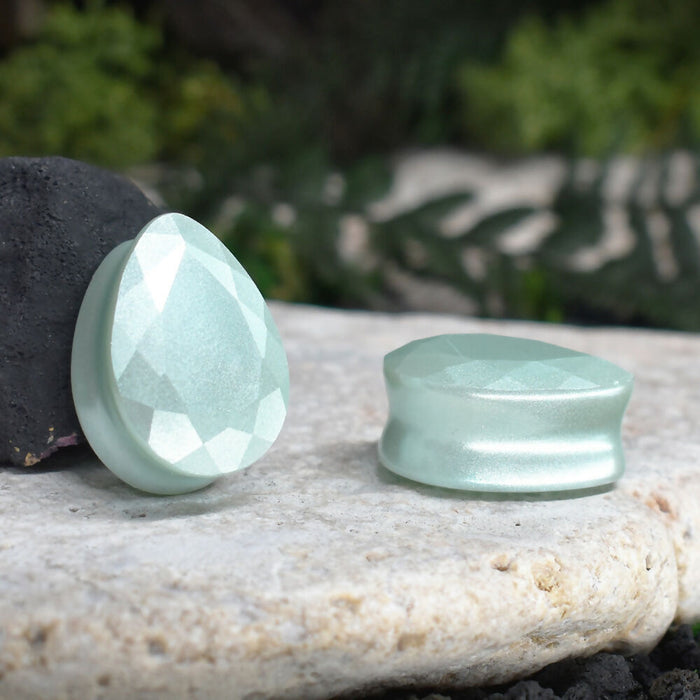 Faceted Teardrop Ear Tunnels 10-25mm | Pair | Ear Plugs | Gauge Earrings | Gauged Plugs | Resin #235