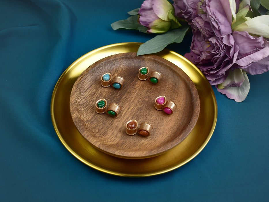 Ear Tunnels 12mm with Stones | Pair | Ear Plugs | Gauge Earrings | Gauged Plugs | Resin #291