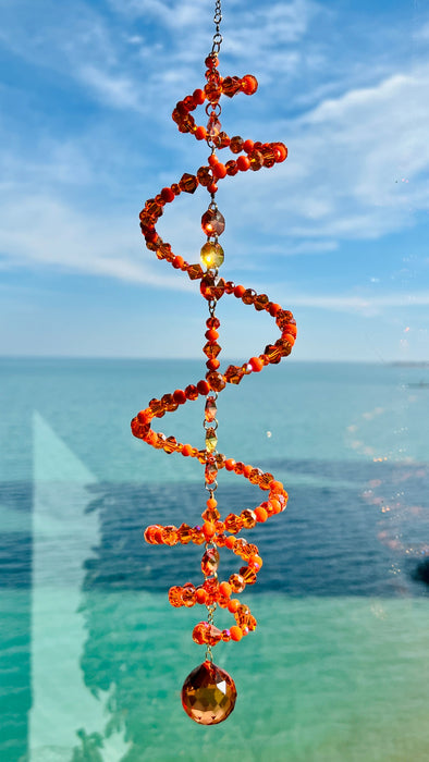 Solar Flare – Orange Spiral Crystal Suncatcher