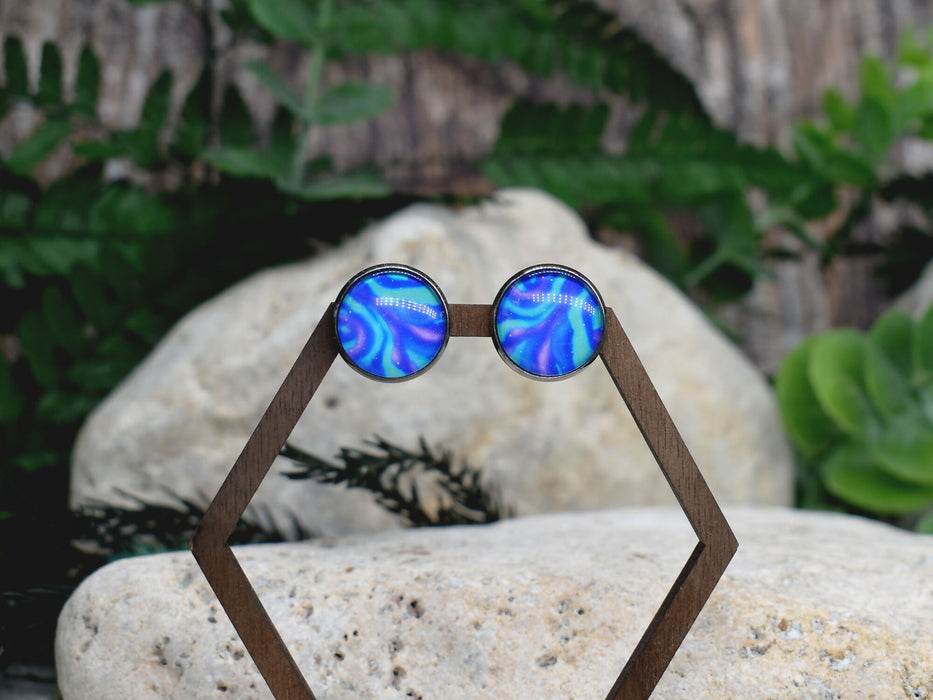 Stud Earrings With Resin Cabochon #301