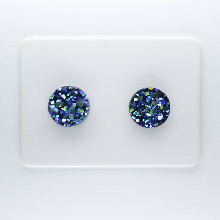 Magnetic_Clip_On_Invisible_Clipon_Stud_Pierced_Nonpierced_Earring_Earrings_Ear_FlatBack_Flat_Back_Irridescent_Druzy_Resin_Dark_Blue_8mm_card