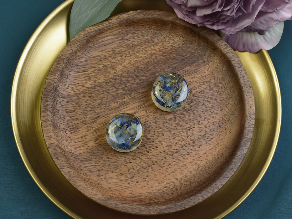Ear Plugs 25mm Stone, Flowers | Pair | Ear Plugs | Gauge Earrings | Gauged Plugs | Resin #523