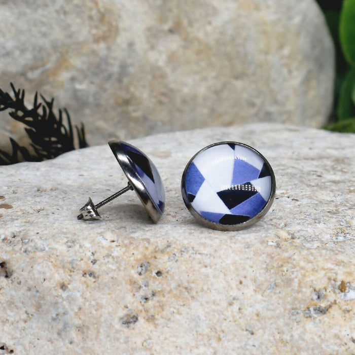 Stud Earrings With Resin Cabochon #408