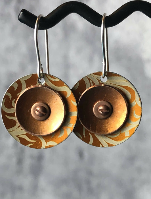 Mixed Metal Earrings Copper Aluminum Tiny Hardware
