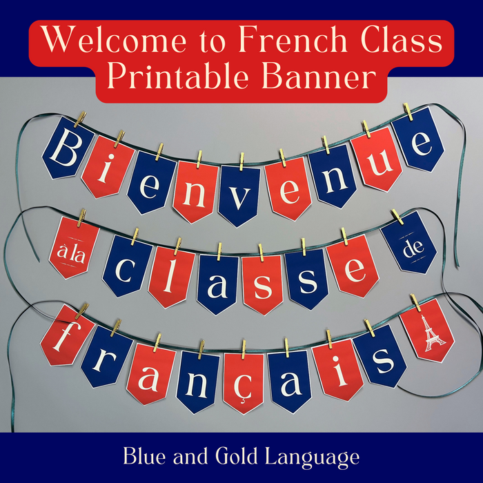 Printable Banner: "Bienvenue à la classe de français" ~ Welcome to French Class ~ Door Display, Decoration, Bulletin Board
