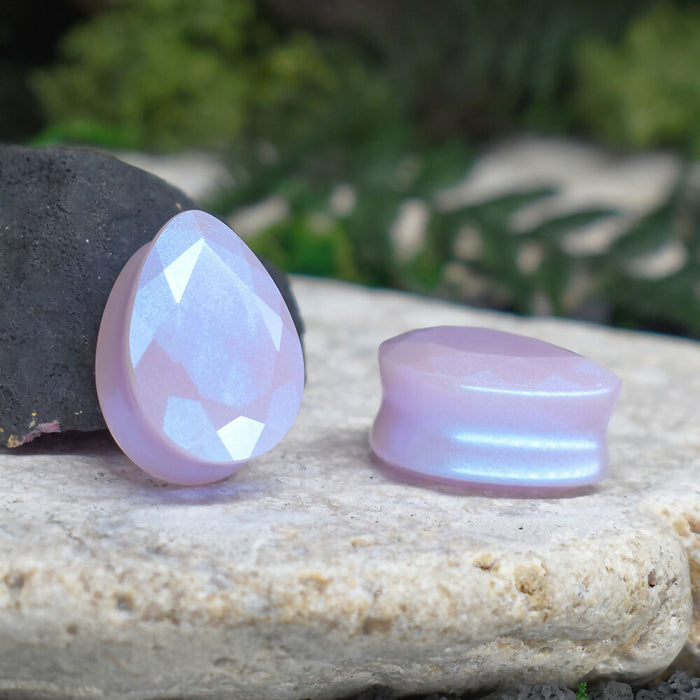 Faceted Teardrop Ear Tunnels 10-25mm | Pair | Ear Plugs | Gauge Earrings | Gauged Plugs | Resin #168