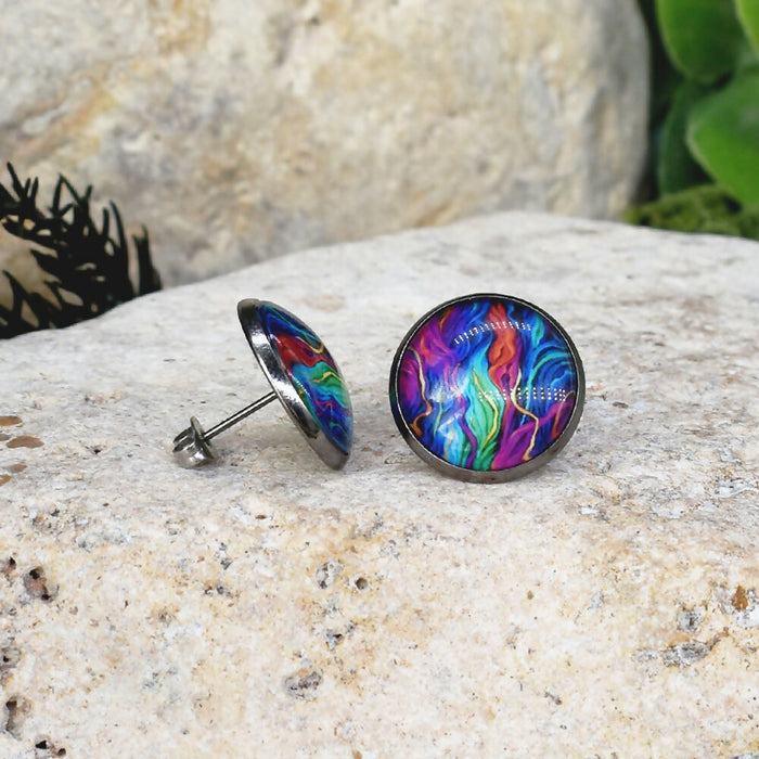 Stud Earrings With Resin Cabochon #426
