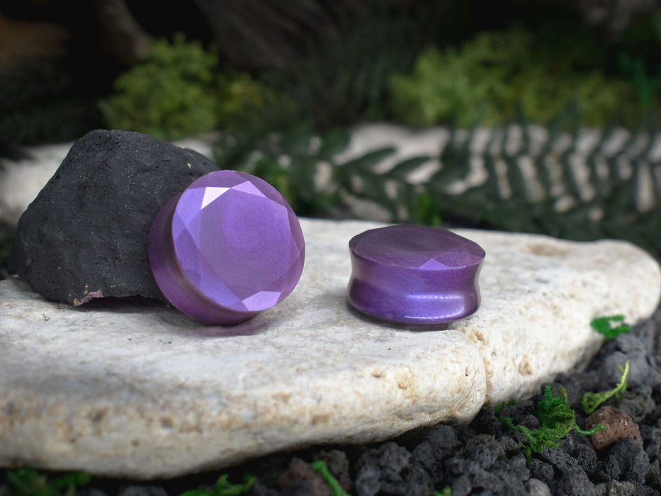 Faceted Ear Tunnels 10-25mm | Pair | Ear Plugs | Gauge Earrings | Gauged Plugs | Resin #221
