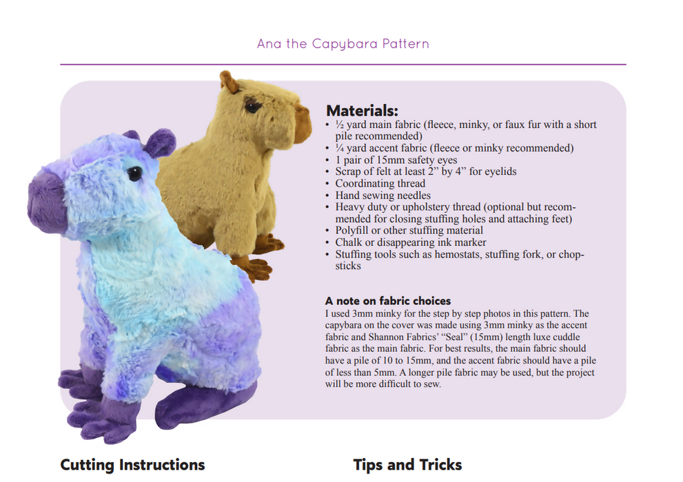 Ana the Capybara - Plush Sewing Pattern