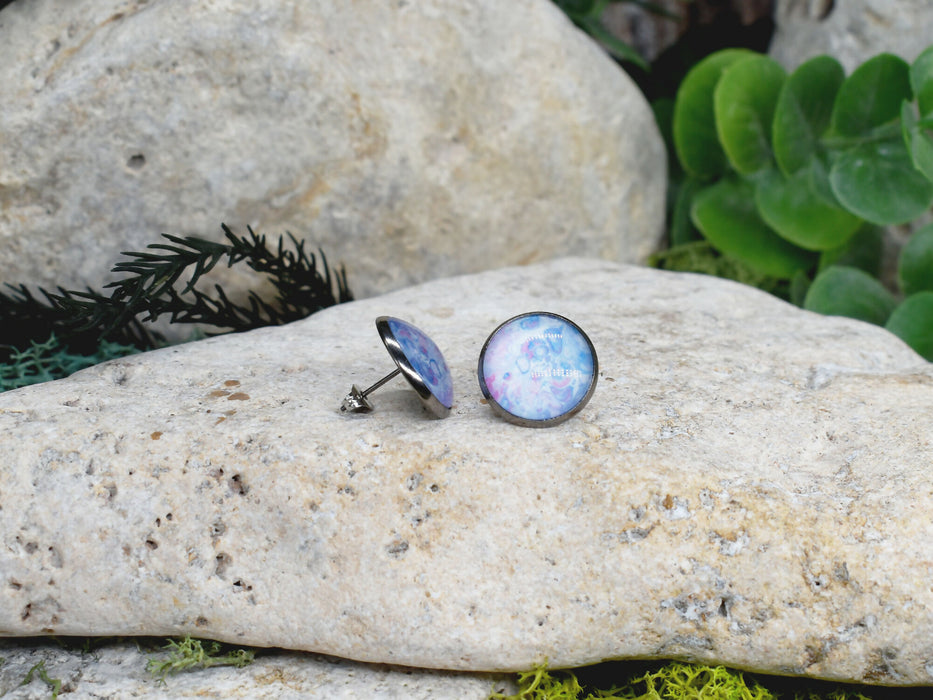 Stud Earrings With Resin Cabochon #401