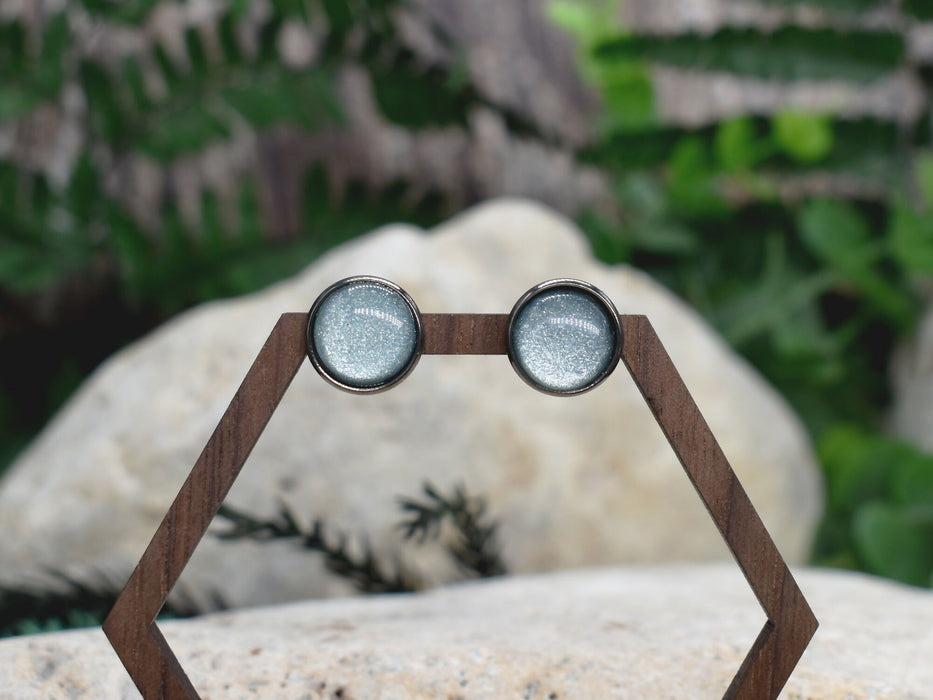 Elegant Stud Earrings With Resin Howlite Cabochon #161