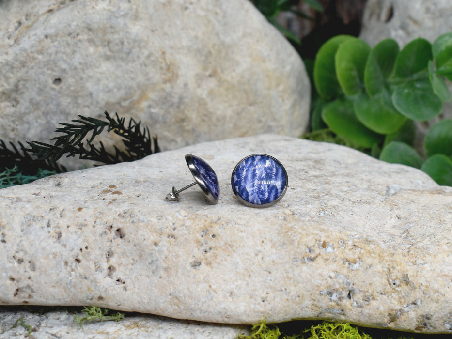Stud Earrings With Resin Cabochon #403