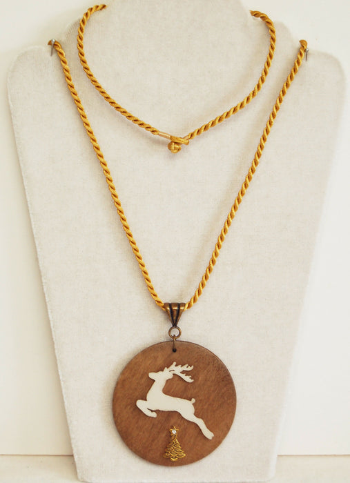 reindeer xmas tree disc N gld cord