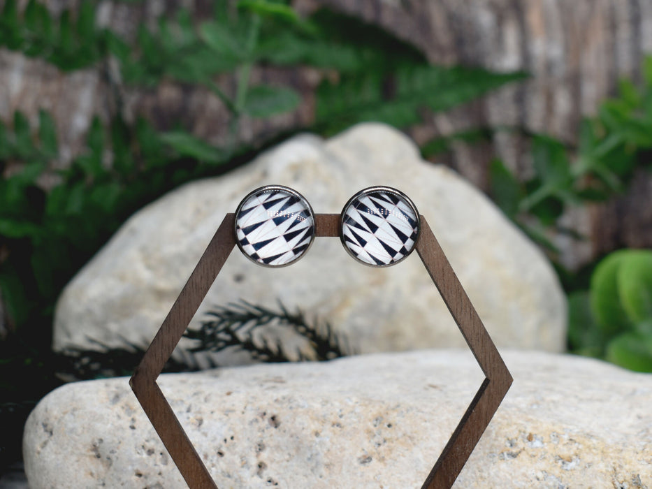 Stud Earrings With Resin Cabochon #361